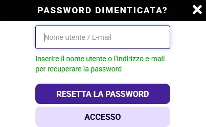 Recupero credenziali GratoWin: modulo di reset password per riottenere l'accesso